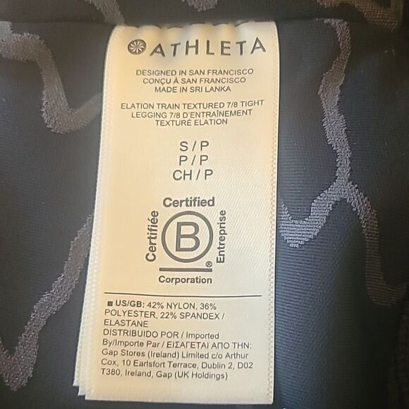 ATHLETA Elation Train Textured 7/8 Tight  Black /Nightfall Size S/P - Picture 10 of 12